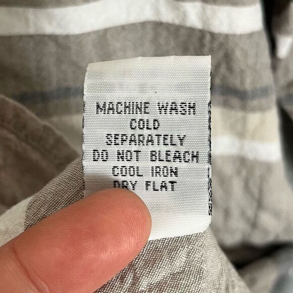 Habitat Lagenlook Artsy Tunic Top Women's Medium Taupe Gray Swing Striped Funky - Picture 12 of 13